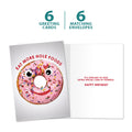 Load image into Gallery viewer, The cover and inside of Tree-Free’s Hole Foods card, along with the following text: “6 greeting cards, 6 matching envelopes”
