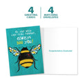 Load image into Gallery viewer, The cover and inside of Tree-Free’s Bee You card, along with the following text: “4 greeting cards, 4 matching envelopes”
