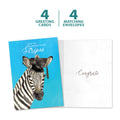 Load image into Gallery viewer, The cover and inside of Tree-Free’s Earned Your Stripes card, along with the following text: “4 greeting cards, 4 matching envelopes”
