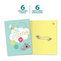 Load image into Gallery viewer, The cover and inside of Tree-Free’s Cute Little One card, along with the following text: “6 greeting cards, 6 matching envelopes”
