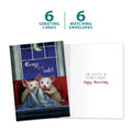 Load image into Gallery viewer, The cover and inside of Tree-Free’s Blanket Hogger card, along with the following text: “6 greeting cards, 6 matching envelopes”
