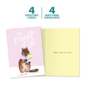 Load image into Gallery viewer, The cover and inside of Tree-Free’s Sweet on You card, along with the following text: “4 greeting cards, 4 matching envelopes”
