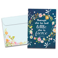 Load image into Gallery viewer, The cover of Tree-Free&#39;s Little And Fierce card, along with its matching envelope.
