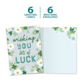 Load image into Gallery viewer, The cover and inside of Tree-Free’s Wishing You Luck card, along with the following text: “6 greeting cards, 6 matching envelopes”
