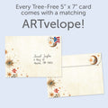 Load image into Gallery viewer, The envelope for Tree-Free’s Crescent Moon Wish card, along with the following text: “Every Tree-Free 5x7 card comes with a matching ARTvelope!”
