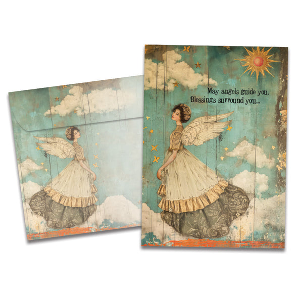 The cover of Tree-Free's Angels and Blessings card, along with its matching envelope.