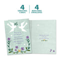 Load image into Gallery viewer, The cover and inside of Tree-Free’s Metta Meditation card, along with the following text: “4 greeting cards, 4 matching envelopes”
