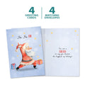 Load image into Gallery viewer, The cover and inside of Tree-Free’s Ho Ho Ohm card, along with the following text: “4 greeting cards, 4 matching envelopes”
