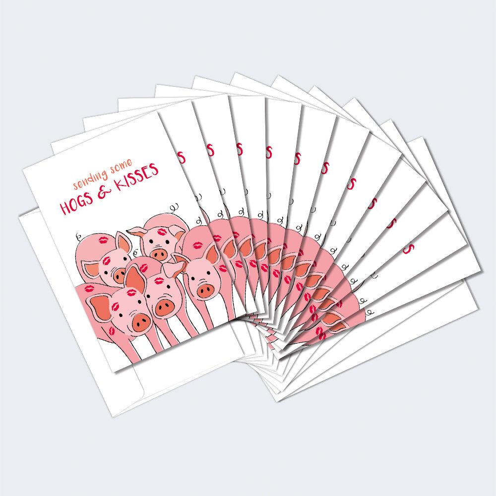 Hogs and Kisses 12 Pack Notecards