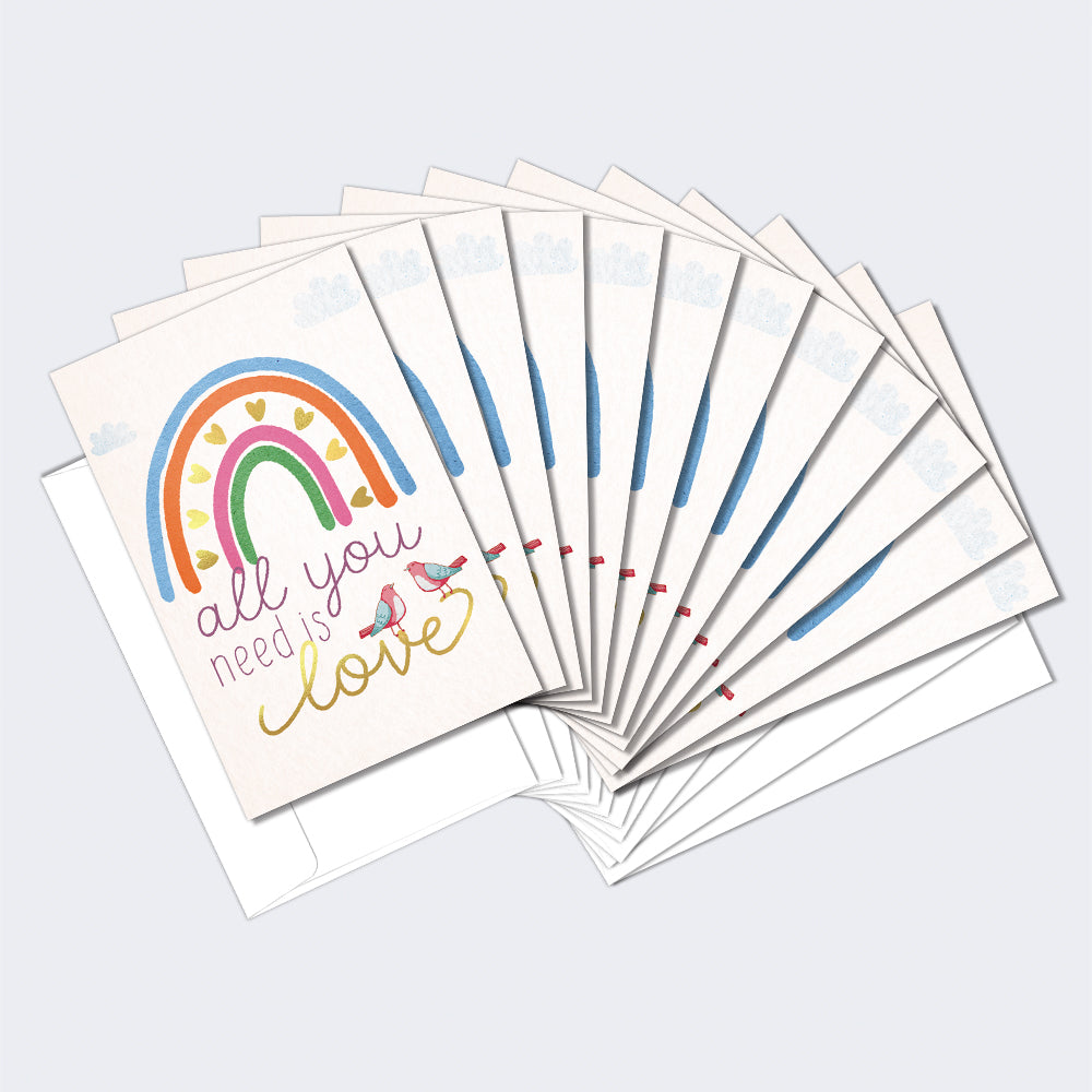 Love Rainbow 12 Pack Notecards