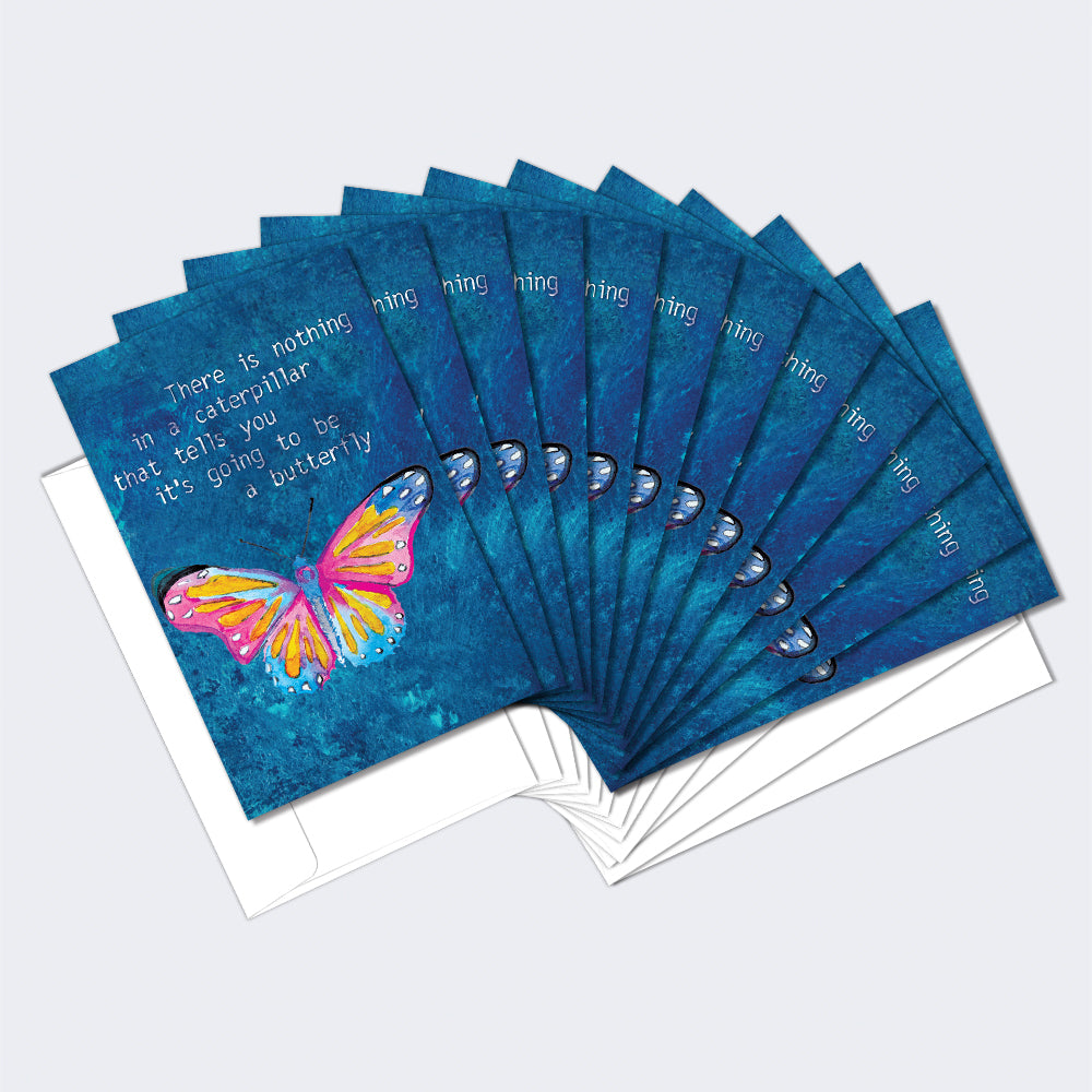 Caterpillar Butterfly 12 Pack Notecards