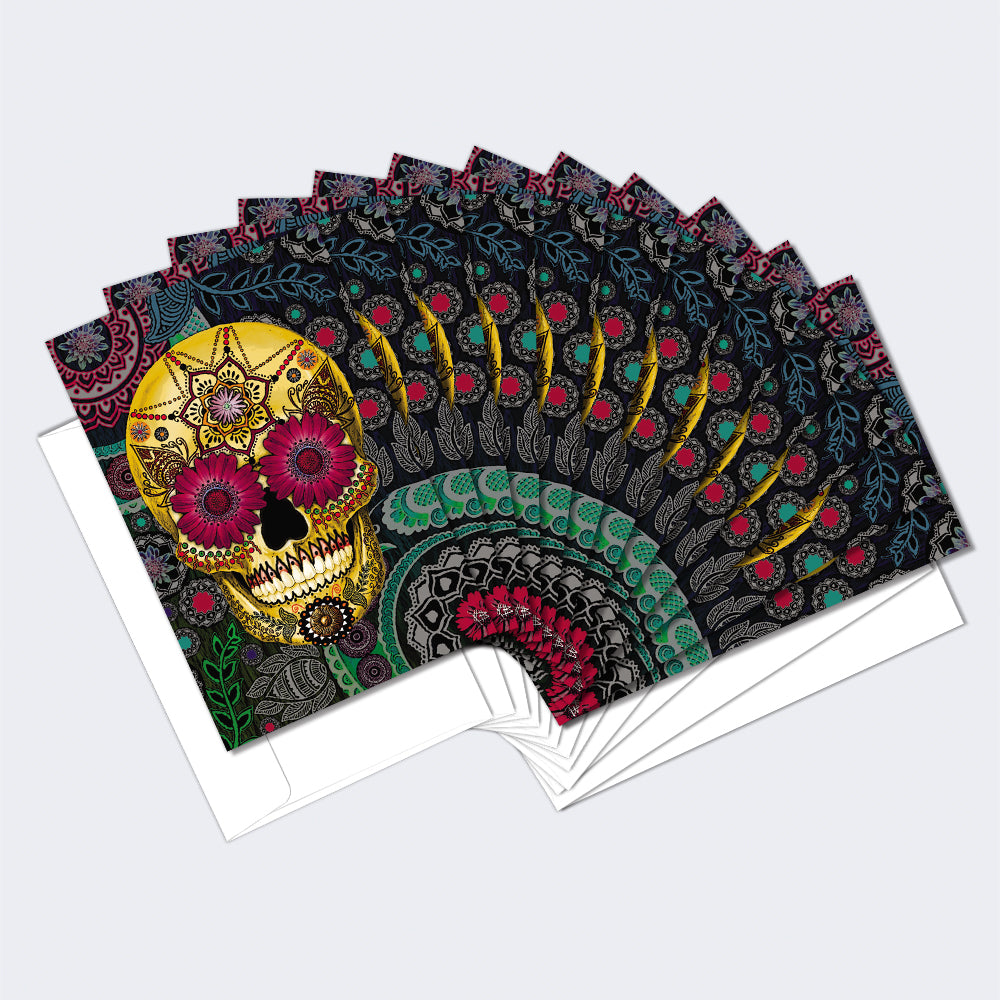 Sugar Skull Paisley Boxed 12 Pack Notecards