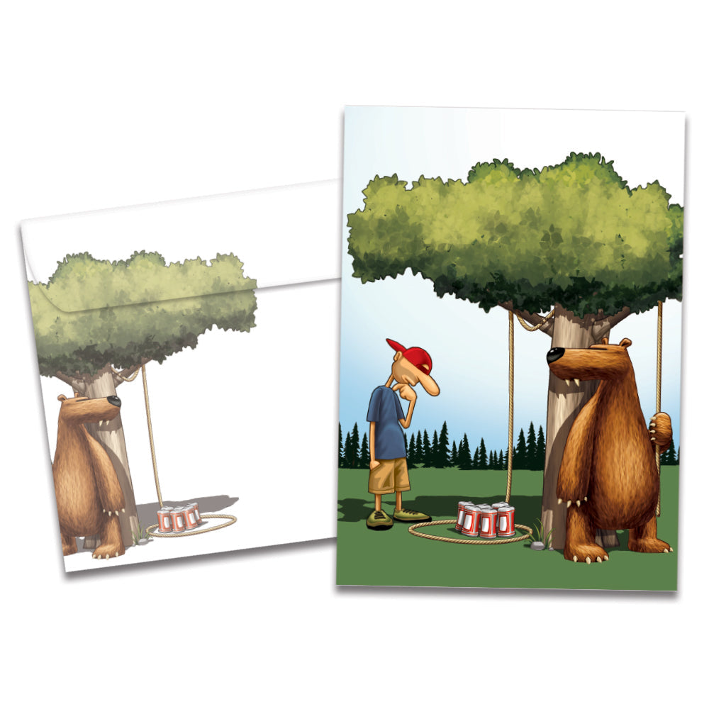 The cover of Tree-Free's Bear Trap card, along with its matching envelope.