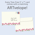 Load image into Gallery viewer, The envelope for Tree-Free’s Peace And Comfort card, along with the following text: “Every Tree-Free 5x7 card comes with a matching ARTvelope!”
