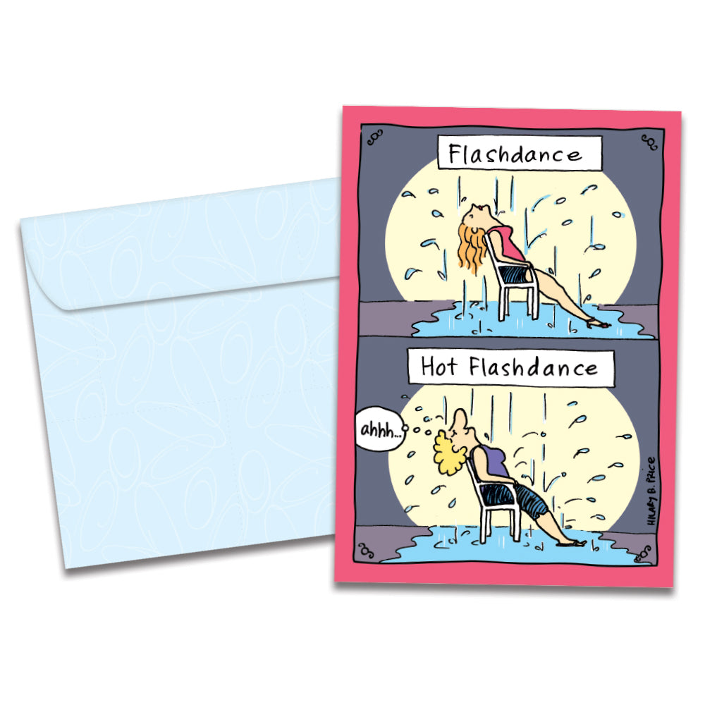 The cover of Tree-Free's Hot Flashdance card, along with its matching envelope.