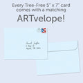 Load image into Gallery viewer, The envelope for Tree-Free’s Hot Flashdance card, along with the following text: “Every Tree-Free 5x7 card comes with a matching ARTvelope!”
