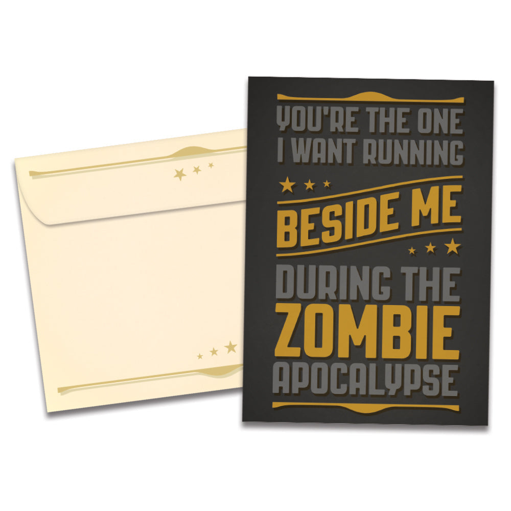 The cover of Tree-Free's Zombie Apocalypse card, along with its matching envelope.