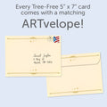 Load image into Gallery viewer, The envelope for Tree-Free’s Zombie Apocalypse card, along with the following text: “Every Tree-Free 5x7 card comes with a matching ARTvelope!”
