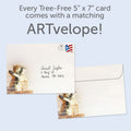 Load image into Gallery viewer, The envelope for Tree-Free’s Cat Titanic card, along with the following text: “Every Tree-Free 5x7 card comes with a matching ARTvelope!”
