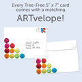 Load image into Gallery viewer, The envelope for Tree-Free’s Full Spectrum Birthday card, along with the following text: “Every Tree-Free 5x7 card comes with a matching ARTvelope!”
