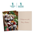 Load image into Gallery viewer, The cover and inside of Tree-Free’s Cat Nap Santa Christmas Card card, along with the following text: “1 greeting card, 1 matching envelope”
