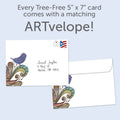 Load image into Gallery viewer, The envelope for Tree-Free’s Blink And Grow card, along with the following text: “Every Tree-Free 5x7 card comes with a matching ARTvelope!”
