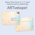 Load image into Gallery viewer, The envelope for Tree-Free’s Who You Are All Occasion Card card, along with the following text: “Every Tree-Free 5x7 card comes with a matching ARTvelope!”
