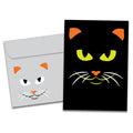 Load image into Gallery viewer, The cover of Tree-Free&#39;s Graphic Halloween Cat Halloween Card card, along with its matching envelope.
