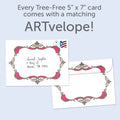 Load image into Gallery viewer, The envelope for Tree-Free’s Wink Emoji Birthday card, along with the following text: “Every Tree-Free 5x7 card comes with a matching ARTvelope!”
