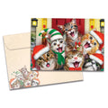 Load image into Gallery viewer, The cover of Tree-Free&#39;s Xmas Cat Selfies Christmas Card card, along with its matching envelope.
