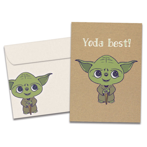 The cover of Tree-Free's Yoda Best Thank You Card card, along with its matching envelope.