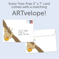 Load image into Gallery viewer, The envelope for Tree-Free’s Slow Sloth Birthday card, along with the following text: “Every Tree-Free 5x7 card comes with a matching ARTvelope!”
