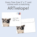 Load image into Gallery viewer, The envelope for Tree-Free’s Birthday Force card, along with the following text: “Every Tree-Free 5x7 card comes with a matching ARTvelope!”
