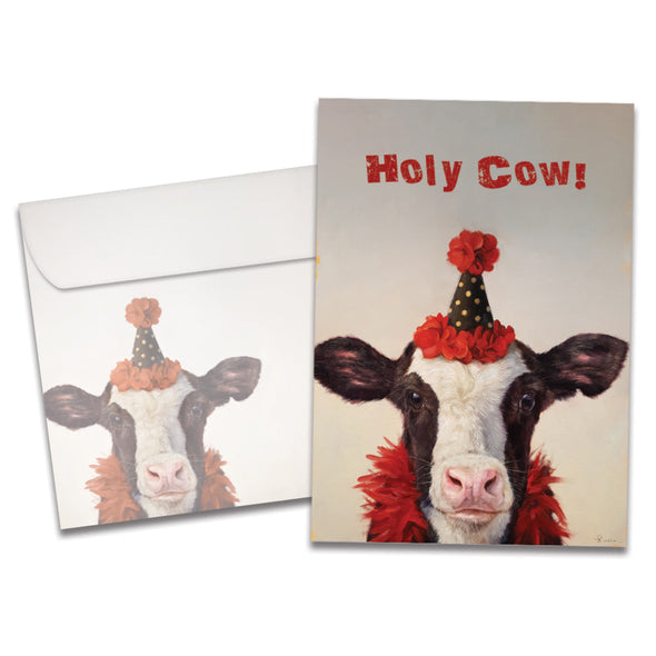 The cover of Tree-Free's Holy Cow card, along with its matching envelope.