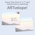 Load image into Gallery viewer, The envelope for Tree-Free’s The View card, along with the following text: “Every Tree-Free 5x7 card comes with a matching ARTvelope!”
