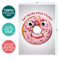 Load image into Gallery viewer, The cover of Tree-Free’s Hole Foods card with lines demonstrating its 5x7 dimensions, along with the following text: “100% PCW recycled paper, proudly made in the USA, sustainably printed on extra-thick card stock”
