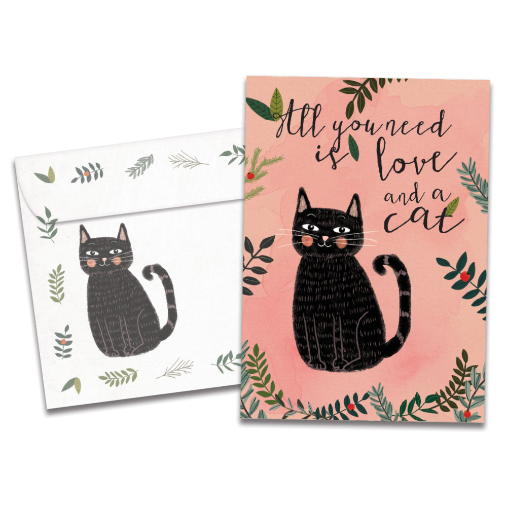 All You Need Is Cat All Occasion Greeting Card 6 Pack – Tree-Free Greetings