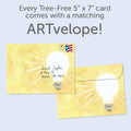 Load image into Gallery viewer, The envelope for Tree-Free’s Brighten My World card, along with the following text: “Every Tree-Free 5x7 card comes with a matching ARTvelope!”
