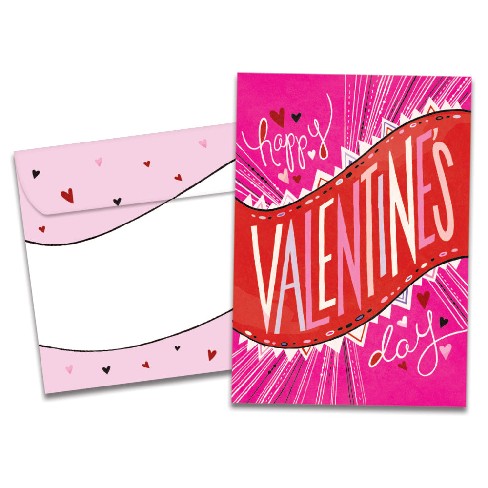 The cover of Tree-Free's Bold Valentine card, along with its matching envelope.