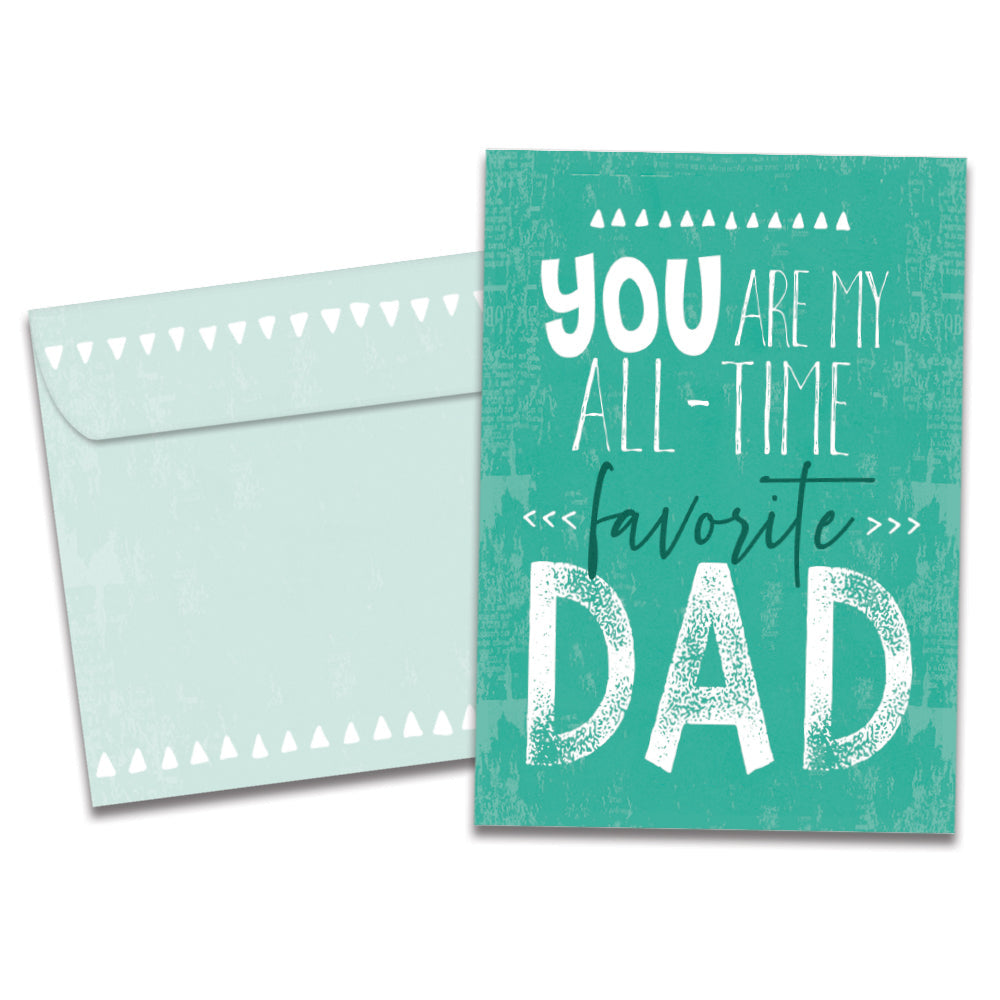 The cover of Tree-Free's My Favorite Dad card, along with its matching envelope.