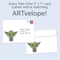 Load image into Gallery viewer, The envelope for Tree-Free’s Yoda Best Dad card, along with the following text: “Every Tree-Free 5x7 card comes with a matching ARTvelope!”
