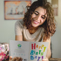 Load image into Gallery viewer, Lifestyle image(s) featuring Tree-Free’s Birthday Rainbow card
