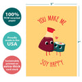 Load image into Gallery viewer, The cover of Tree-Free’s Let&#39;s Roll card with lines demonstrating its 5x7 dimensions, along with the following text: “100% PCW recycled paper, proudly made in the USA, sustainably printed on extra-thick card stock”
