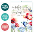 Load image into Gallery viewer, The cover of Tree-Free’s In Small Things card with lines demonstrating its 5x7 dimensions, along with the following text: “100% PCW recycled paper, proudly made in the USA, sustainably printed on extra-thick card stock”
