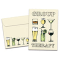 Load image into Gallery viewer, The cover of Tree-Free&#39;s Group Therapy Birthday Card card, along with its matching envelope.
