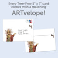 Load image into Gallery viewer, The envelope for Tree-Free’s Butterfly Buddha card, along with the following text: “Every Tree-Free 5x7 card comes with a matching ARTvelope!”
