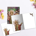 Load image into Gallery viewer, The inside of Tree-Free’s Butterfly Buddha card, with the cover and envelope in the background.
