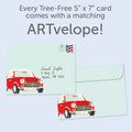 Load image into Gallery viewer, The envelope for Tree-Free’s Classic Car card, along with the following text: “Every Tree-Free 5x7 card comes with a matching ARTvelope!”
