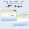 Load image into Gallery viewer, The envelope for Tree-Free’s Caring Hearts Surround You Sympathy Card card, along with the following text: “Every Tree-Free 5x7 card comes with a matching ARTvelope!”
