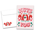 Load image into Gallery viewer, The cover of Tree-Free&#39;s Nuts About You Valentine&#39;s Day Card card, along with its matching envelope.
